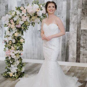 Sweetheart Mermaid Wedding Dress with Lace Applique & Beaded Spaghetti Straps